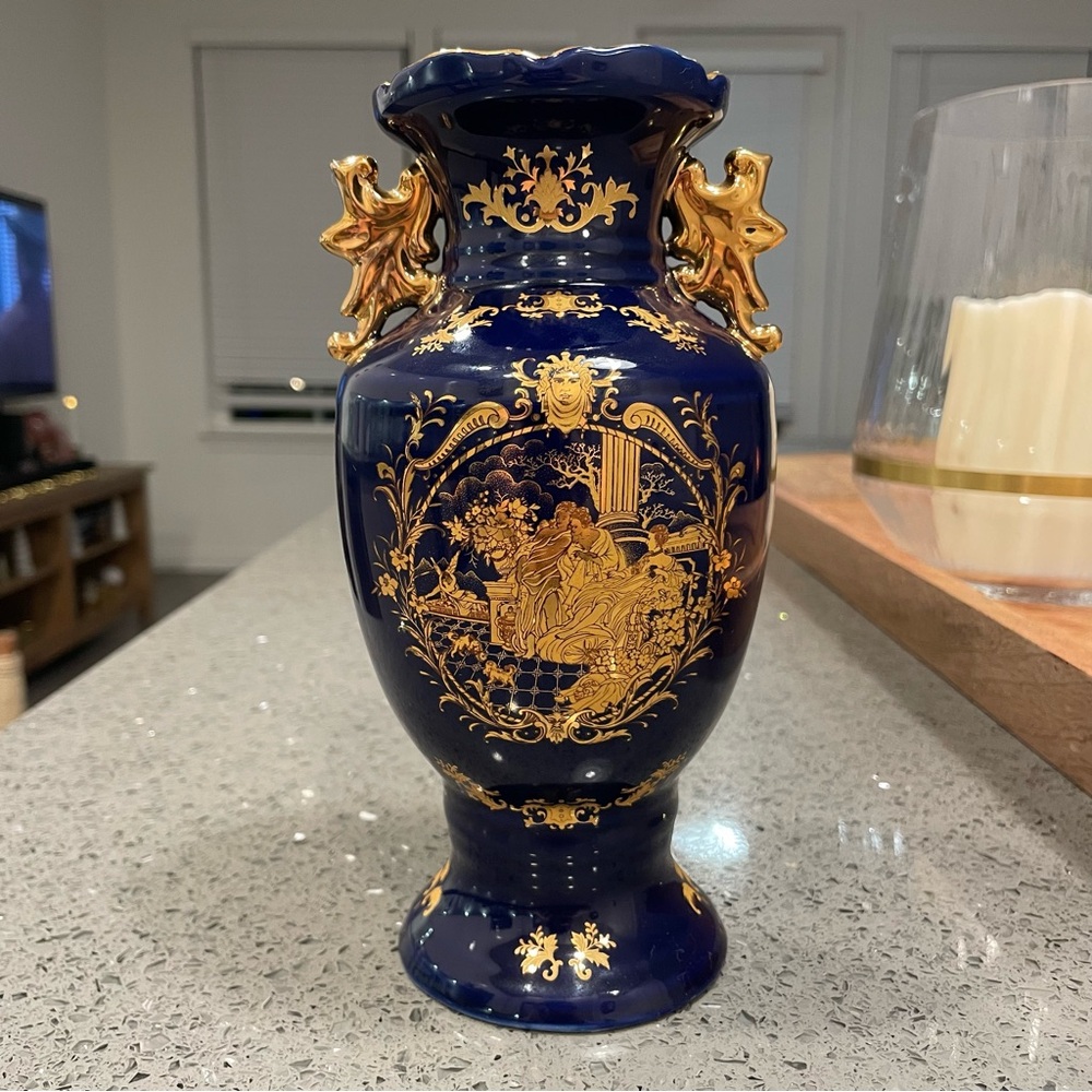 Limoges Royal Blue and Gold Accent Vase - Picture 5 of 12